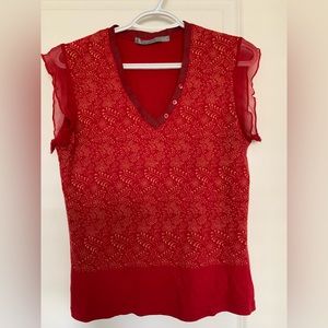 Part Two V-neck sheer cap sleeve tank